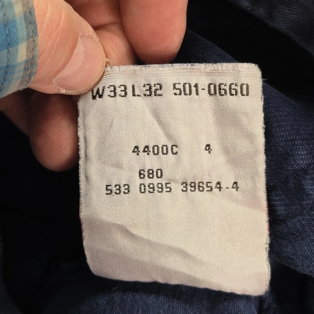 VTG Levis 501 Jeans Mens Navy Blue‎ Med Wash Made USA Button Fly Fits 28x30